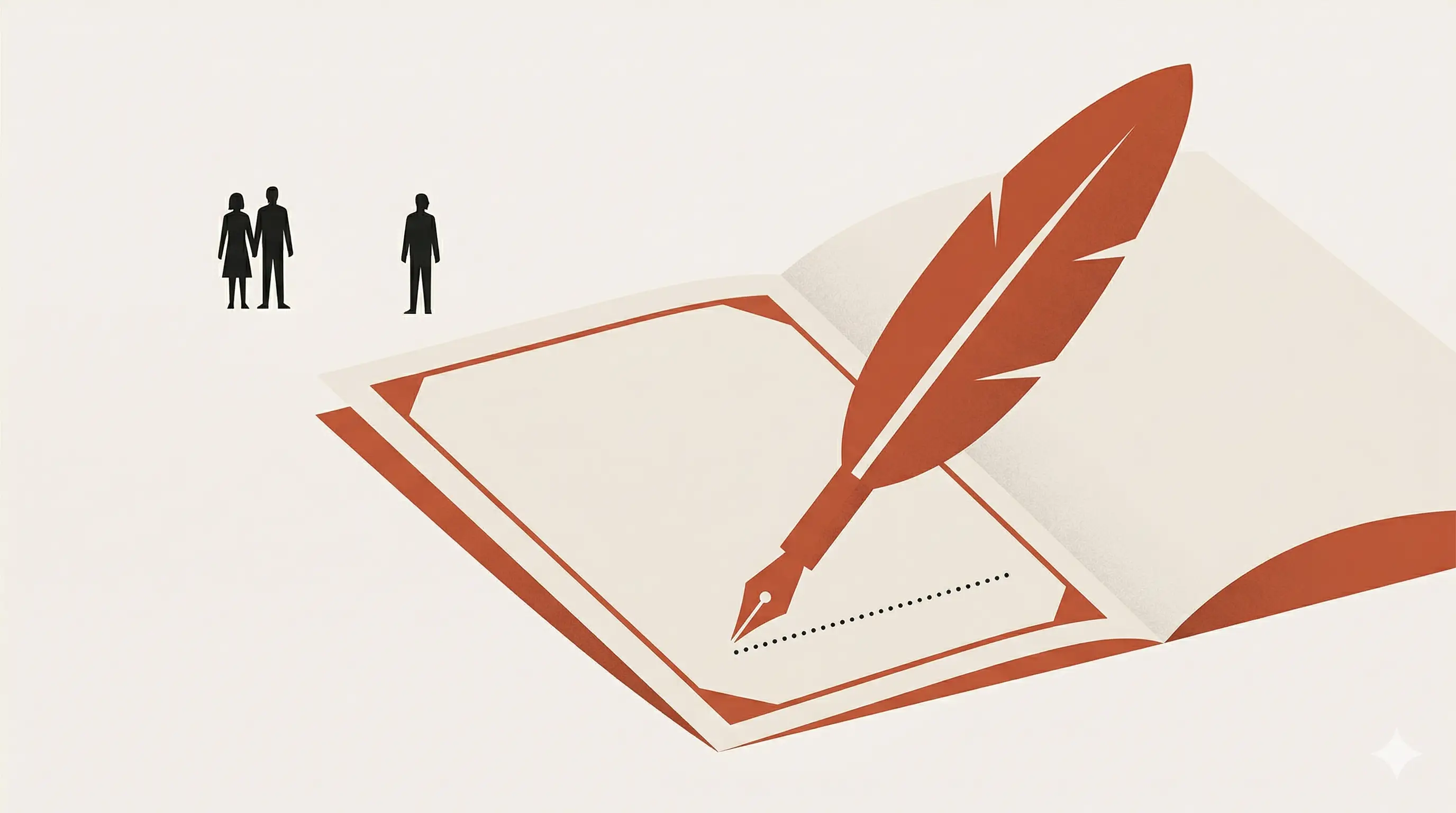Stylo plume posé sur un document officiel avec ligne de signature — illustration éditoriale France Succession